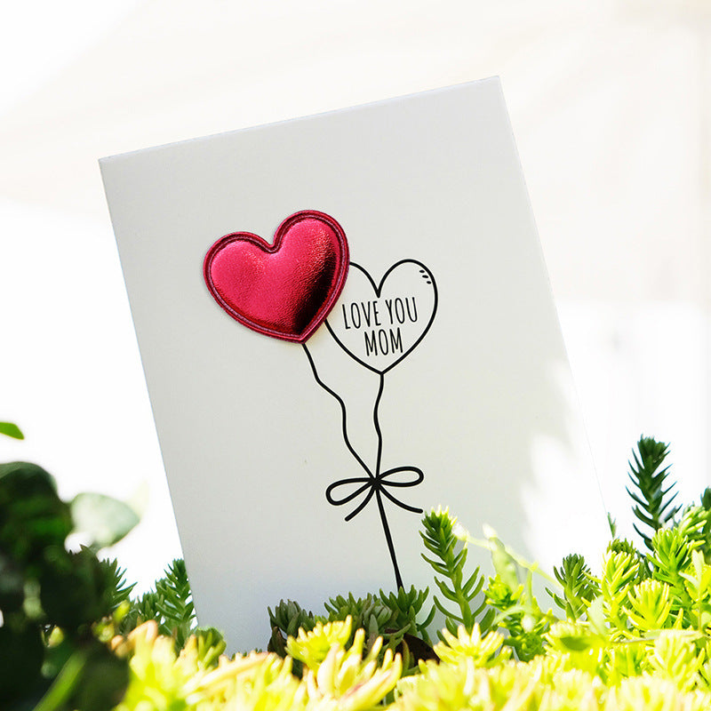 Wholesale of 10pcs/packDIY Leather Love Three-dimensional I Love You Mother's Day Card